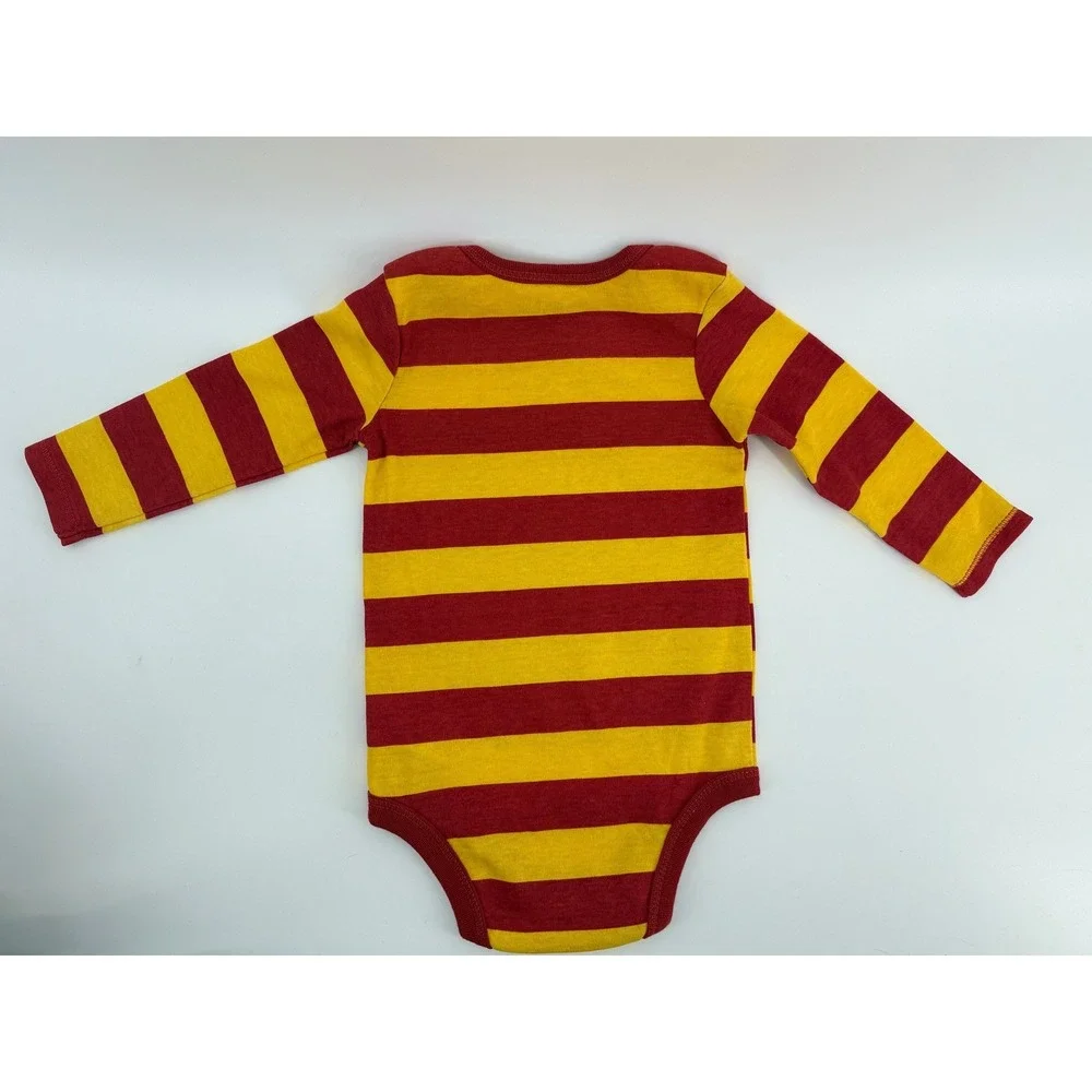 Harry Potter Hogwarts Bodysuit 12M Cotton Blend Red Yellow Striped Geekcore